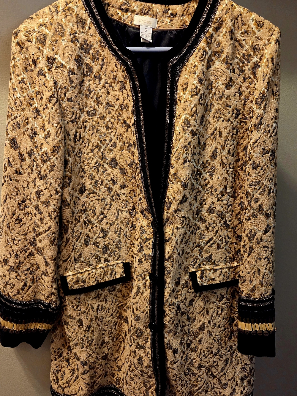 Chico's Embellished Tapestry Jacket – Size 2